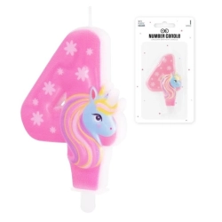 Świeczka urodziny dekoracja na tort jednorożec unicorn cyfra 4